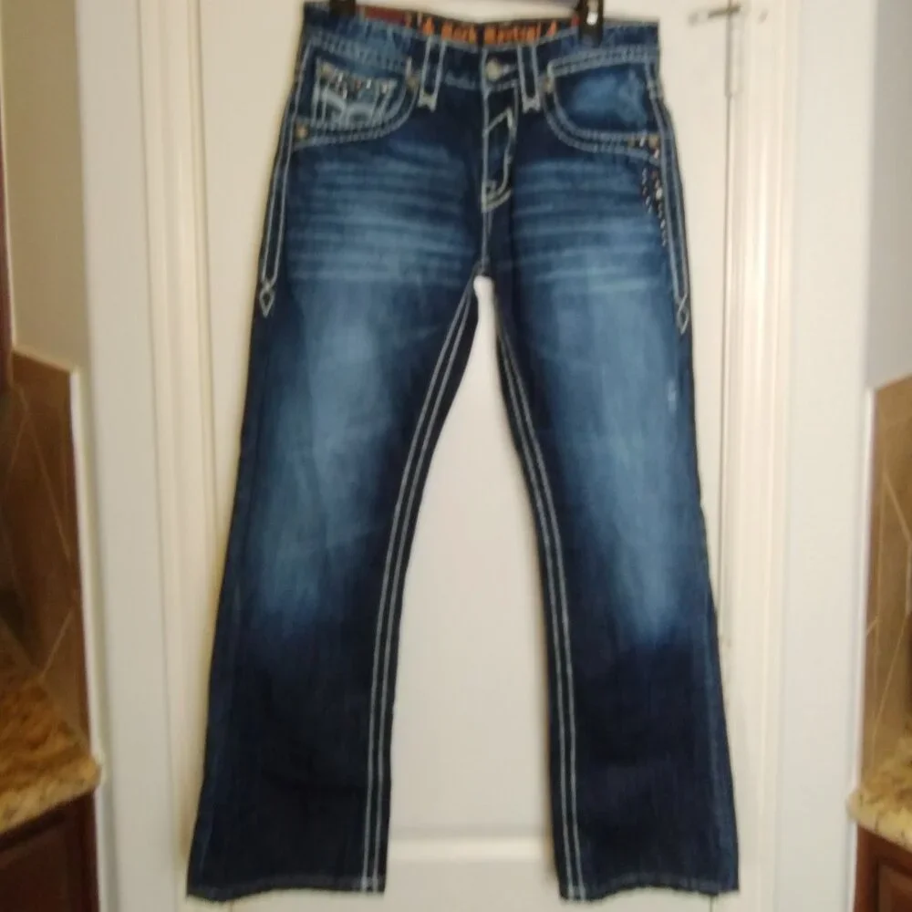 Rock Revival Jax Studded Boot Jeans Size 30 - Picture 1 of 16